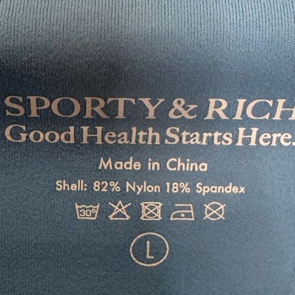 NEW Sporty & Rich Runner logo-print leggings in blue - Picture 12 of 12